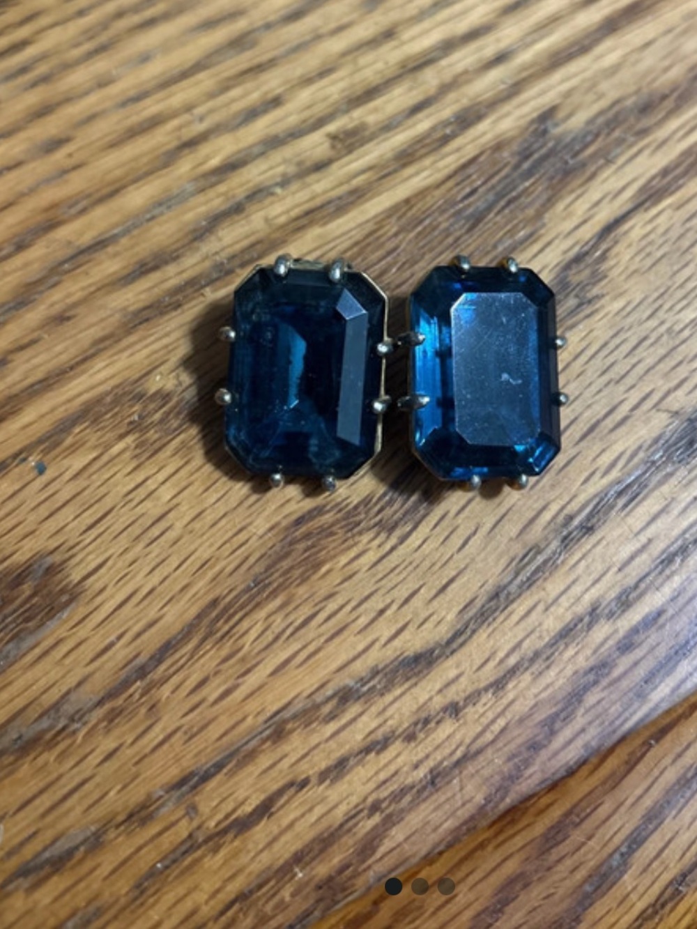 Deep Blue Emerald-Cut Clip-On Earrings